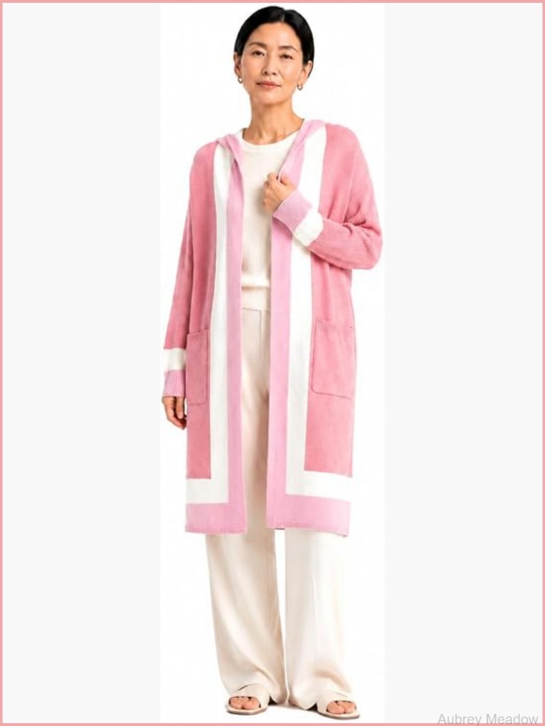 Oversized Hooded Open Front Cardigan Sweater With Pockets